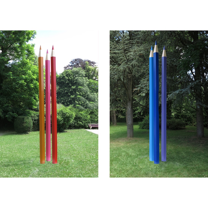 Crayons de Soleil-s - HOO Œuvre polychrome 12 pc – H.4m50