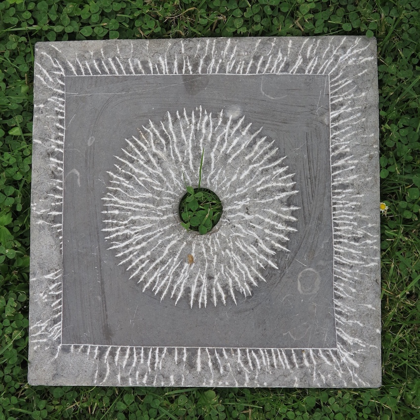 Rayonnante – HOO	Pierre calcaire posée sur l’herbe